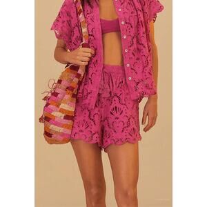 FARM RIO Seashell Eyelet Short in Pink S